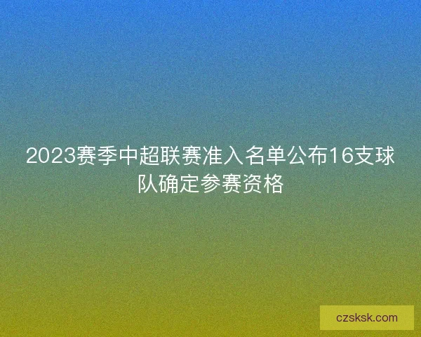 2023赛季中超联赛准入名单公布16支球队确定参赛资格