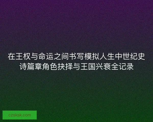 在王权与命运之间书写模拟人生中世纪史诗篇章角色抉择与王国兴衰全记录