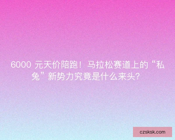 6000 元天价陪跑！马拉松赛道上的 “私兔” 新势力究竟是什么来头？