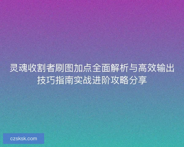 灵魂收割者刷图加点全面解析与高效输出技巧指南实战进阶攻略分享 灵魂收割者刷图加点全面解析与高效输出技巧指南实战进阶攻略分享
